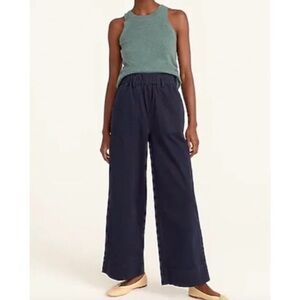 J. Crew Pull-On Wide Leg Chino Pant Navy Blue
